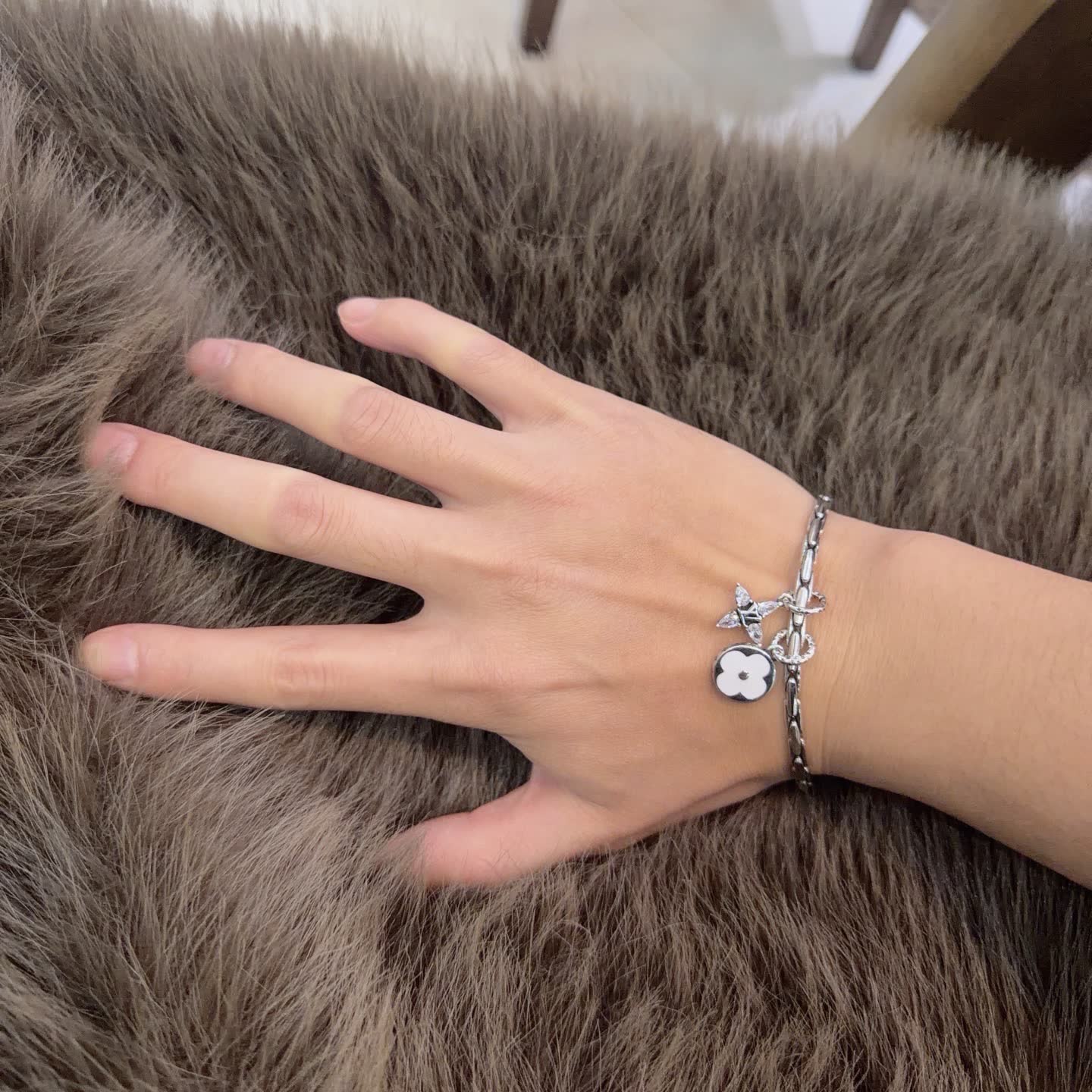 Louis Vuitton Silver Bracelet with Charms
